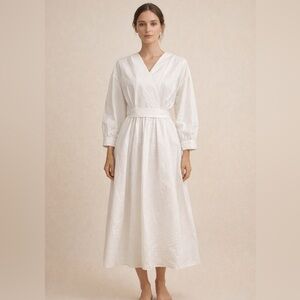 FIBFLX 100% Organic Cotton White Midi Dress Size S | Minimalist